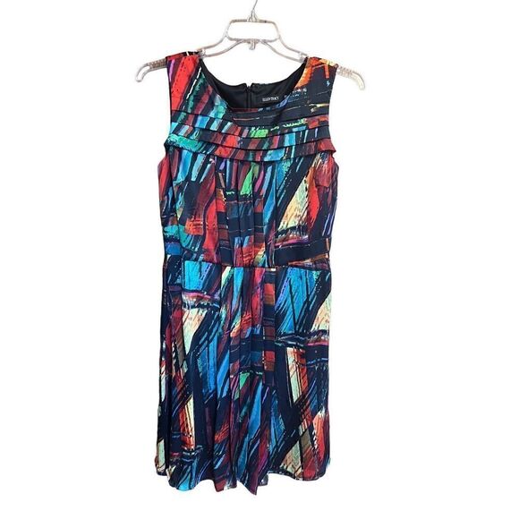Ellen Tracy geometric* Sleeveless * Pleated dress Sz 12 NWOT - Picture 1 of 7